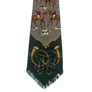 Vintage Polo Ralph Lauren Necktie Classic Equestrian Hunting/Polo Wool FLAWED